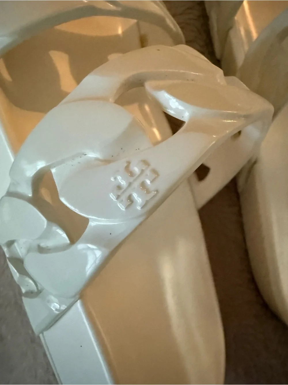 Tory Burch White Double-Chain Slide Sandals